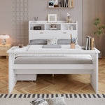 Children's Bed 140x200cm with Storage & Desk in White Wood