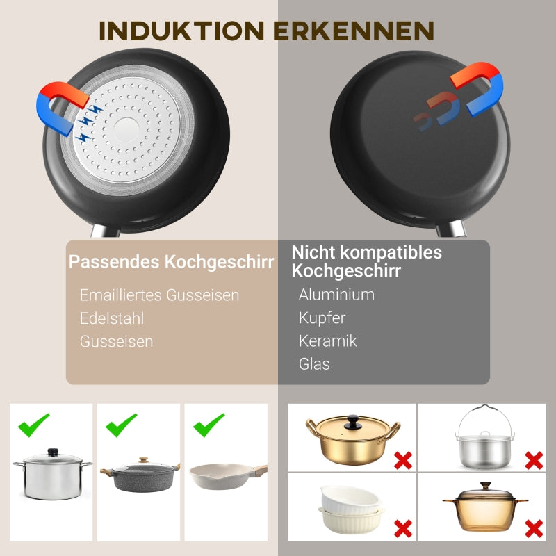 Induction Hob, Portable 1 Plate 2000W with Timer, Black