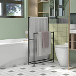 Towel Rail, Freestanding with 2 Rails, Metal, Black