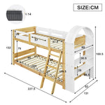 Bunk Bed 90x200cm 3-Tier Shelf Ladder Slatted Base - White/Natural Pine