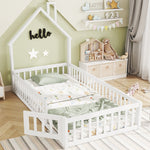House Bed 90x200cm Chimney Slatted Base - White Pine Wood