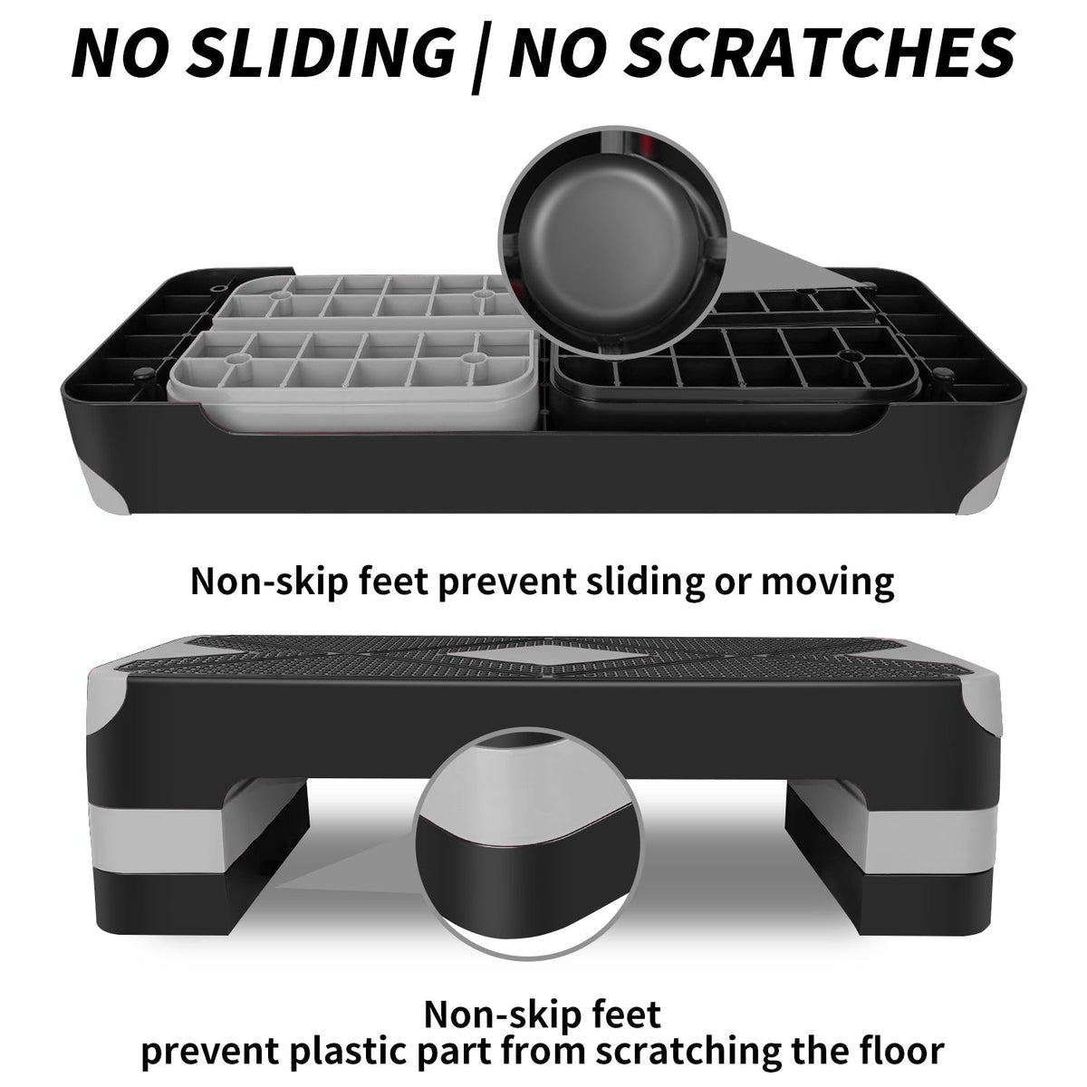 Aerobic Stepper 68.5cm (27") Adjustable Height Workout Step Platform Gray