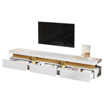 Lowboard TV Cabinet Modern 200cm 3 Drawers Cable Management - Marble Look