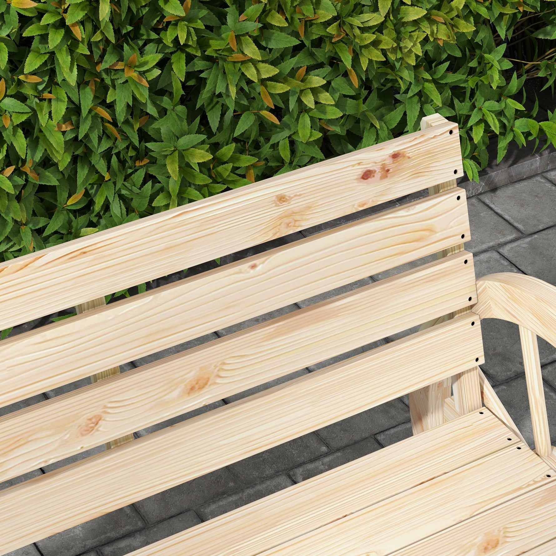 2-seater Garden Bench with Armrests, 240 kg Load Capacity, Fir Wood, Natural