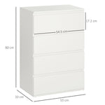 Chest of Drawers, 4 Drawers, Anti-tilt Office Cabinet, White