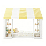 Children's Canopy Bed 90x200cm with Storage, Wooden Frame, White
