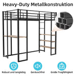 Iron Frame Bed, L-Shaped Desk, Railing & Reversible Stairs, Metal