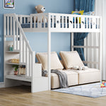 Bunk Bed, 90x200 with Stairs, Loft, Solid Wood, White