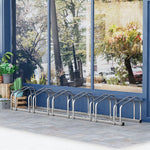 Bicycle Stand, 6 Bikes, Weatherproof, Durable, Steel Silver