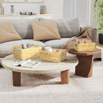 Storage Baskets, Set of 3 Woven Water Hyacinth for Storage and Organization, Natural Wood