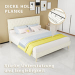 Modern Soft Bed with Soft Headboard & Mattress 160x200cm, Beige