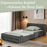 Single Bed 90x200 cm with Backrest, Dark Grey Chenille