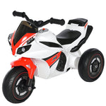 Children's motorcycle ride-on vehicle with music, stable & safe, white