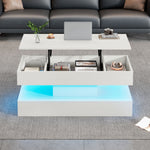 Modern Coffee Table LED Storage Hydraulic Lift 100x50x42cm