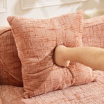 Sofa, curved two-seater with armrests and 2 cushions, cream linen