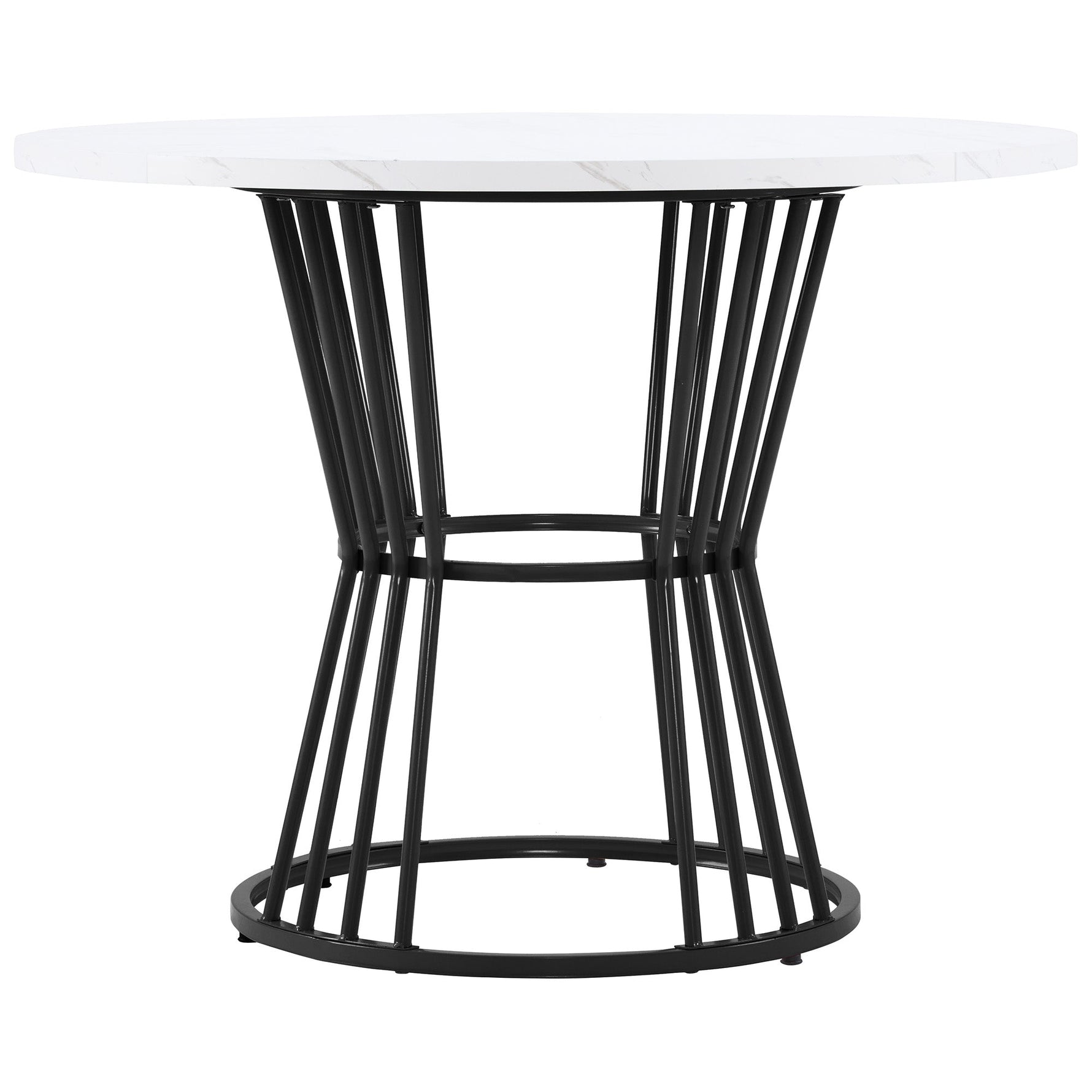 Kitchen Table Modern Marble Top Sturdy Metal Frame - White/Black