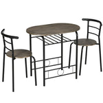 Bistro Set Dining Table and 2 Chairs 80cm Black