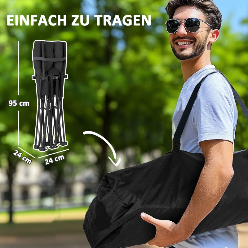 Folding Chair, 2-Seater Camping with Cooler Bags, 250 kg Load, Padded, Metal
