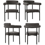 4 Dining Chairs Modern Simple Comfortable Ring Seats Dark Grey Suede