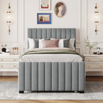 Upholstered Single Bed 90x190cm with Pull-Out Bed, Grey Velvet