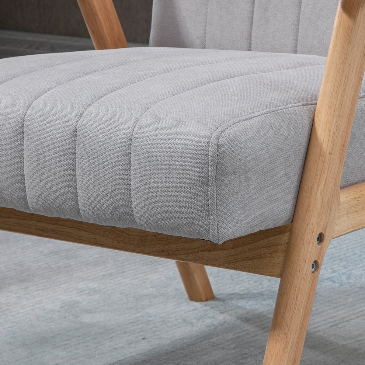 Wing Chair with Armrests, Scandi Design, Light Grey