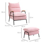 Wingback Chair with Footstool, Reclining, Pink