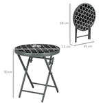 Folding Table Side Table Glass Top Black