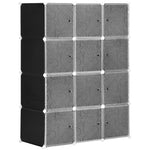DIY Wardrobe Shelving System, Cube with Clothes Rail, Black + White PP