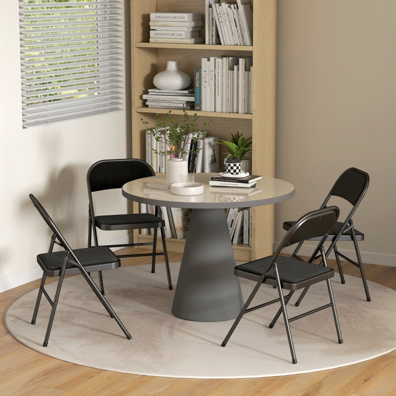 Folding Chairs, Portable Office with Cushions, Black