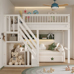 Solid Wood Bed 90*200, Storage Stairs, Children's Youth Single, White
