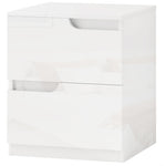 Bedside Table, 2 Drawers, 40 x 40 x 48 cm, High Gloss White