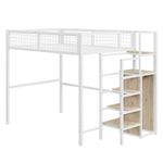 Bunk Bed 140x200 Ladder Storage Shelf Wardrobe Iron Frame White