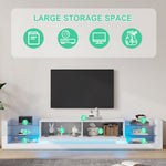 High-Gloss TV Cabinet, 181cm LED Lit, 80-inch Capacity with Glass Front and Two Folding Drawers