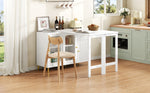 Buffet Sideboard Folding Extendable Top Rotating Glass Wave Doors - White