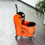 Cleaning Trolley, 36L Bucket & Wringer, Black/Orange