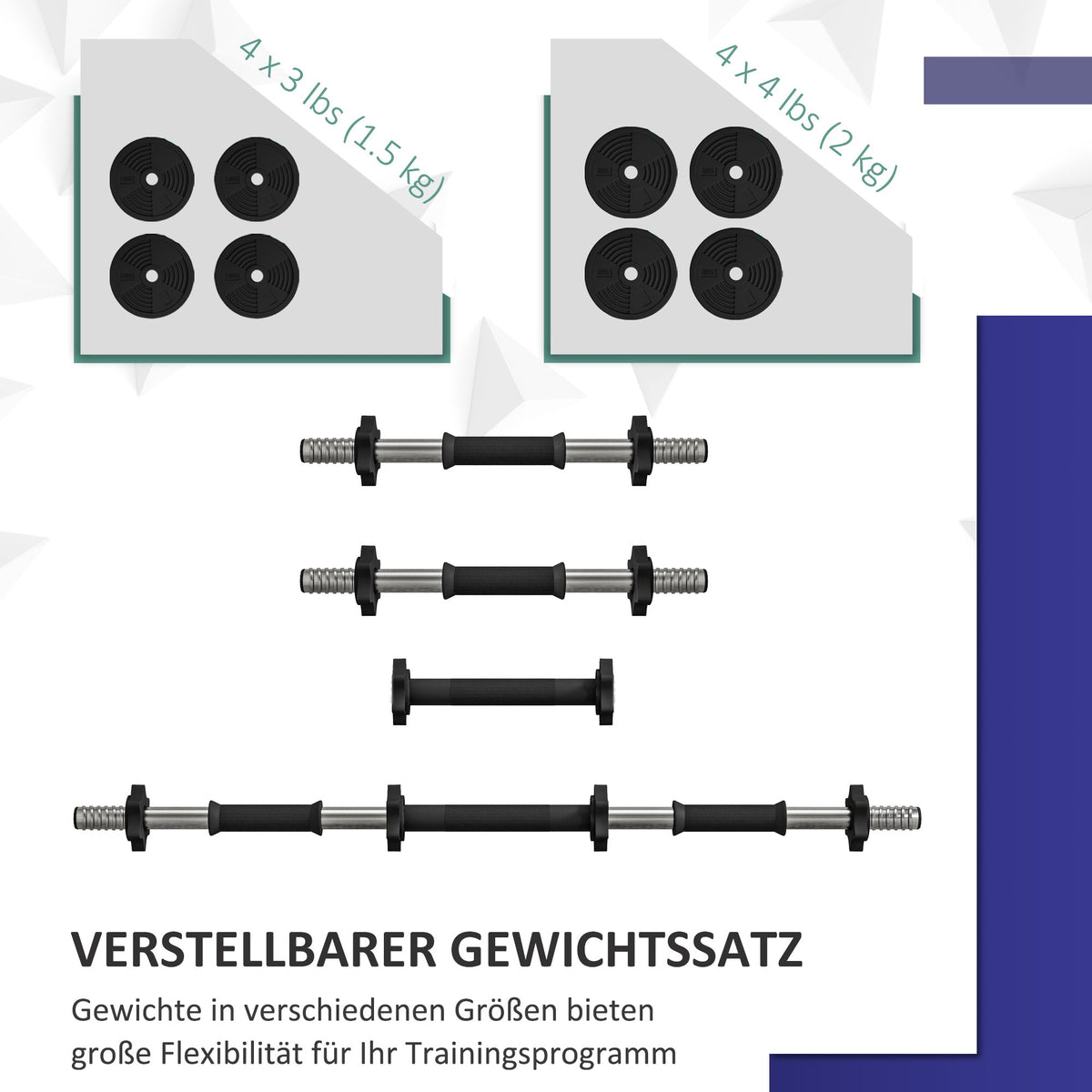 2-in-1 Dumbbell Set, 15 kg Adjustable with 8 Weight Plates, Plastic