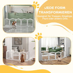 Dog Barrier, 5 Panels, Foldable, Solid Wood/MDF, White