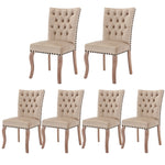Dining Chair (Set of 6) Upholstered Door Knocker Back Nailhead Trim Solid Wood Legs Light Camel Velvet