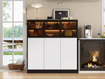 Sideboard Cabinet 100x40x105cm Lighting 3 Glass Doors - White