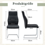 Dining Chair Set of 2, High Backrest and Padded Seat with Metal Frame, Black Diamond Pattern