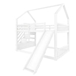 Bunk Bed with Storage Stairs and Slide, 140x200cm, White