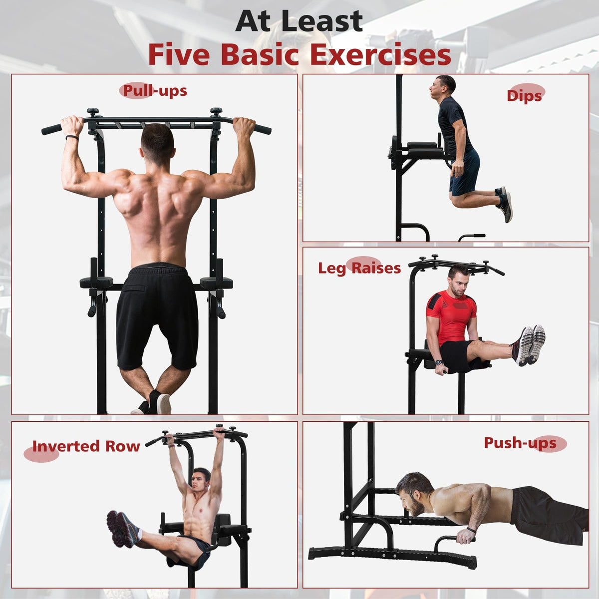 Power Tower, Pull Up Bar Workout Dip Station, Home Gym Fitness