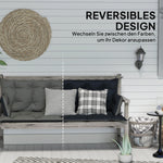 3-Seater Bench Cushion, 180x110x8 cm, with Ties, Dark Grey + Black
