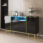 Sideboard, High-Gloss with 1 Drawer, Black