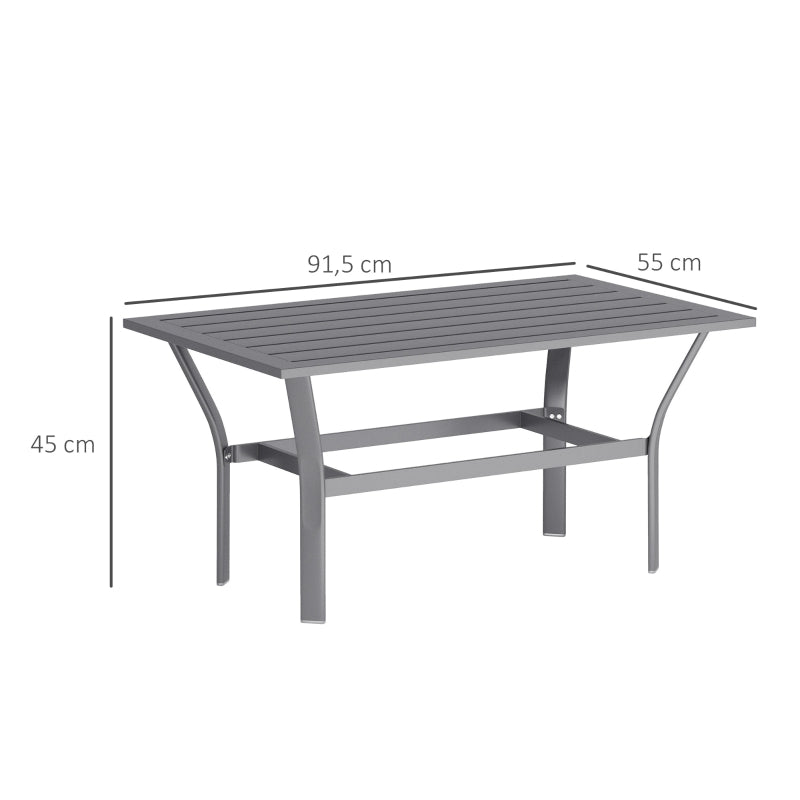 Side Table, Slat Design Weatherproof Outdoor, Metal Dark Gray