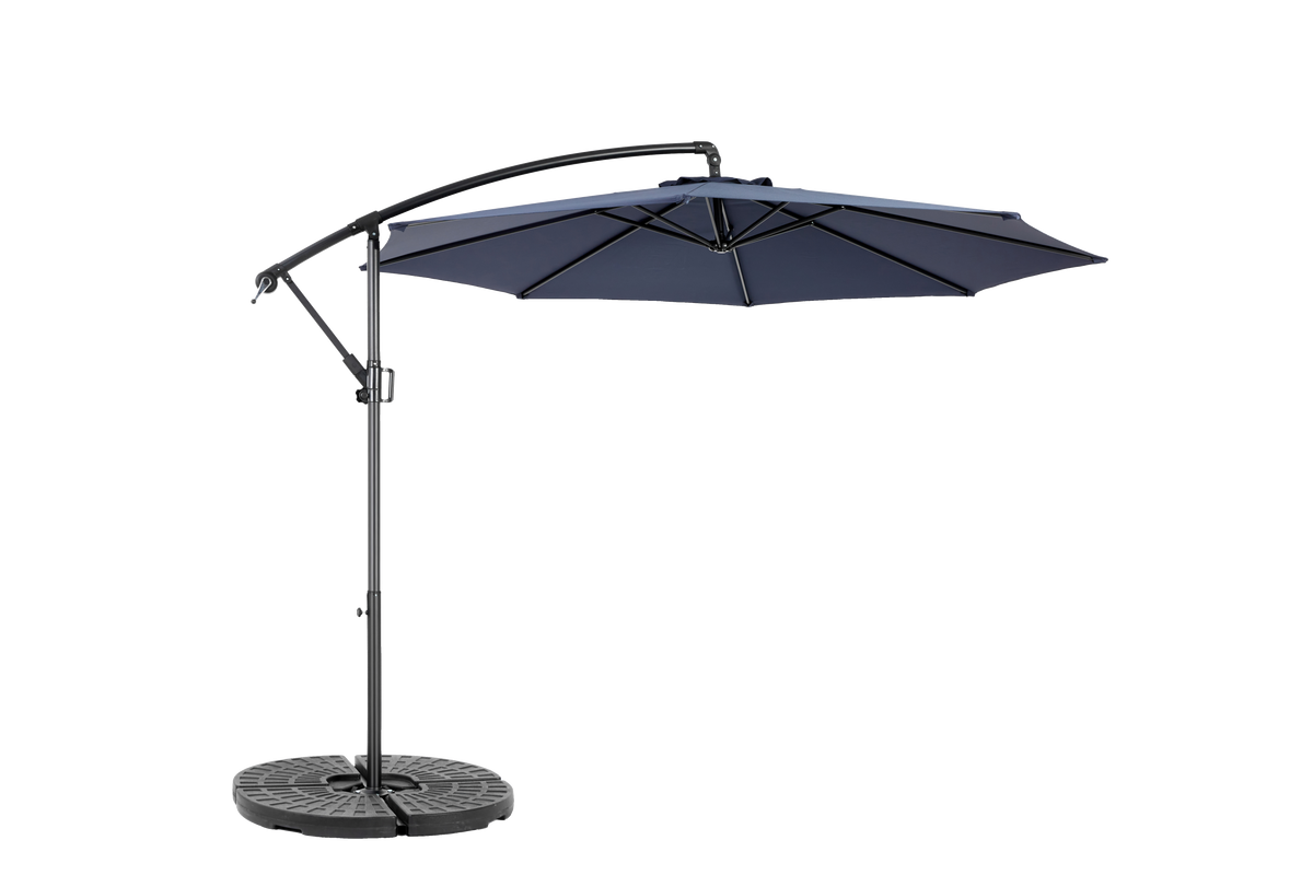 Outdoor Umbrella Rectangular 14.8 Ft Double Sided with Crank, Navy Blue