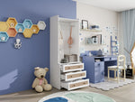 Wardrobe, Three Drawers, Boho-Style, 180cm Height, White