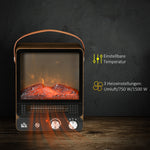 Electric Fireplace, 750/1500W, Flame Effect, Freestanding, Metal