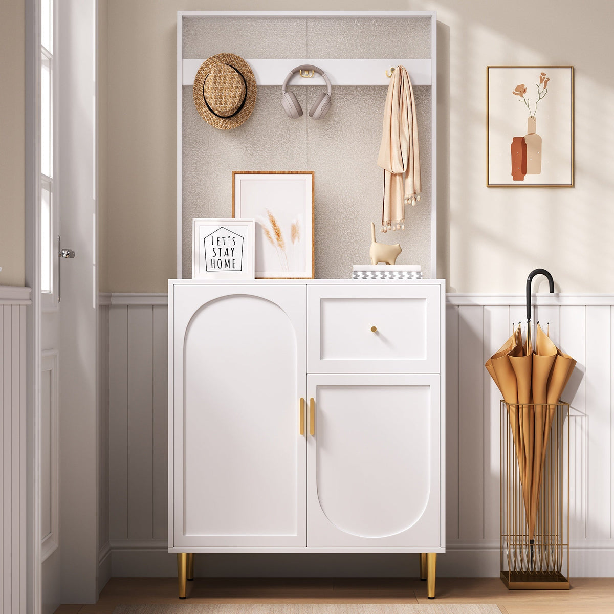 Wardrobe Set, Compact Hallway Cupboard with Shelf & Shoe Storage, 80x175.5x35 cm