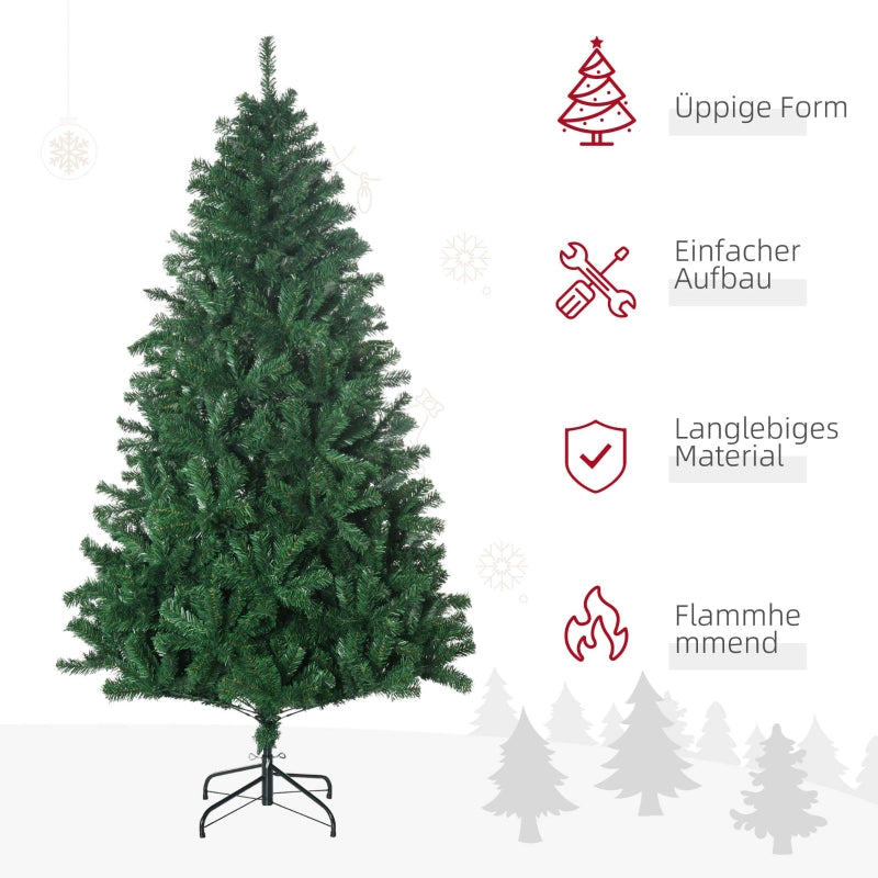 Christmas Tree 1.8m Artificial Fir 1000 Branches Metal Base Green PVC